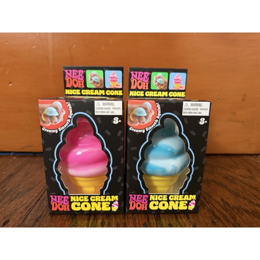 NeeDoh NICE CREAM CONE Ice Cream Squishy Toy Authentic LOT OF 2